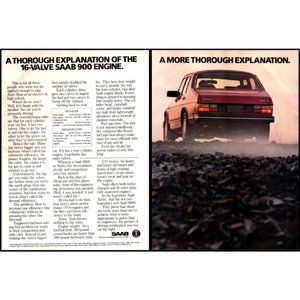 1986 Saab 900 Sedan 2 Page Vintage Print Ad Gravel Road Fast Drive Wall Art